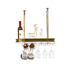 Modern Gold Metal Wine Rack with Glass Holder