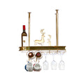 Modern Gold Metal Wine Rack with Glass Holder