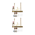 Modern Gold Metal Wine Rack with Glass Holder