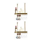 Modern Gold Metal Wine Rack with Glass Holder