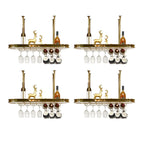 Modern Gold Metal Wine Rack with Glass Holder