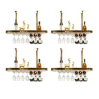 Modern Gold Metal Wine Rack with Glass Holder