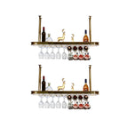 Modern Gold Metal Wine Rack with Glass Holder