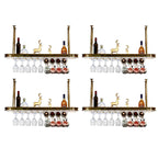 Modern Gold Metal Wine Rack with Glass Holder