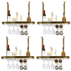 Modern Gold Metal Wine Rack with Glass Holder