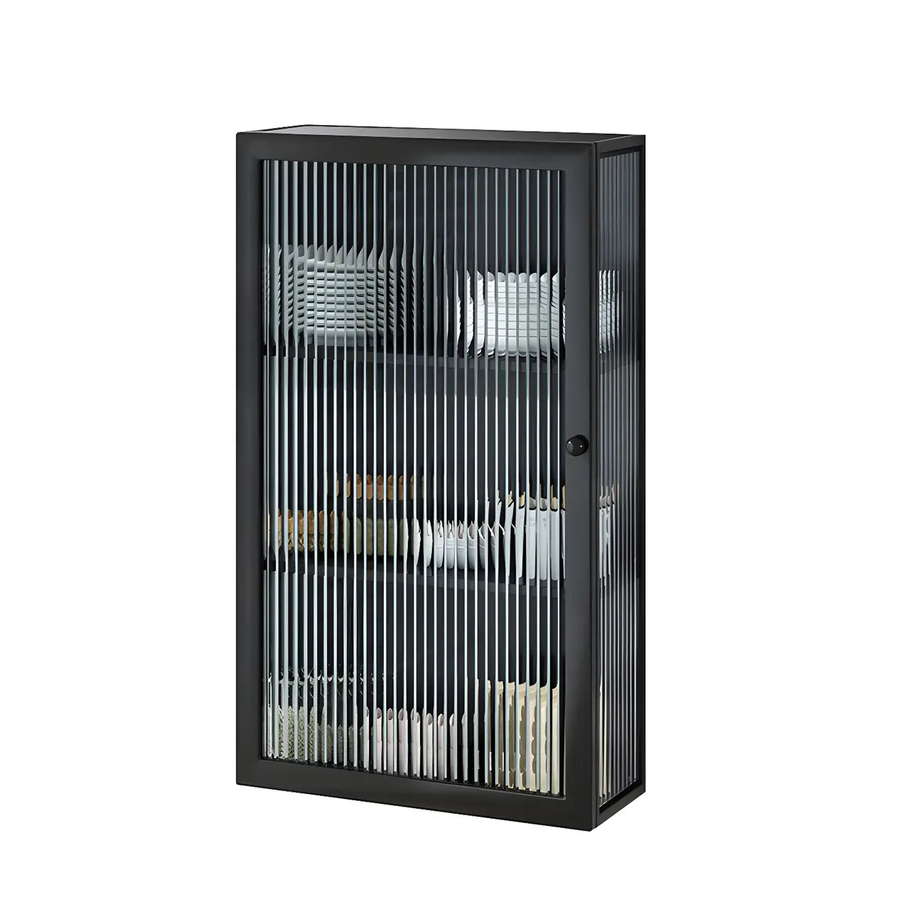 Modern Metal Black Wall-Mounted China Cabinet