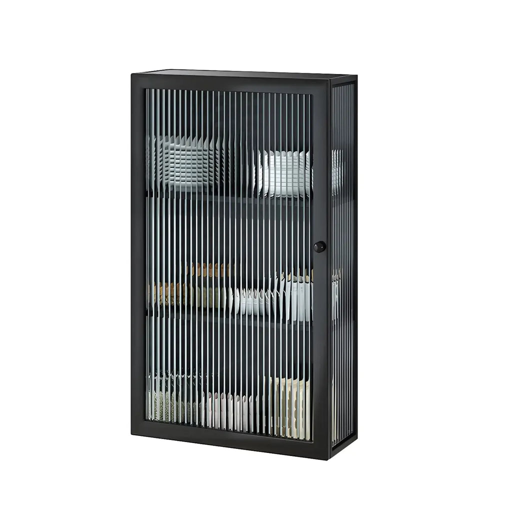 Modern Metal Black Wall-Mounted China Cabinet