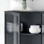 Modern Metal Black Wall-Mounted China Cabinet