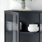 Modern Metal Black Wall-Mounted China Cabinet