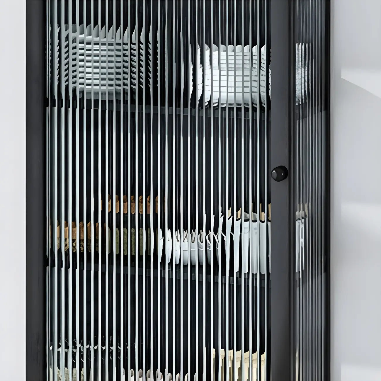 Modern Metal Black Wall-Mounted China Cabinet