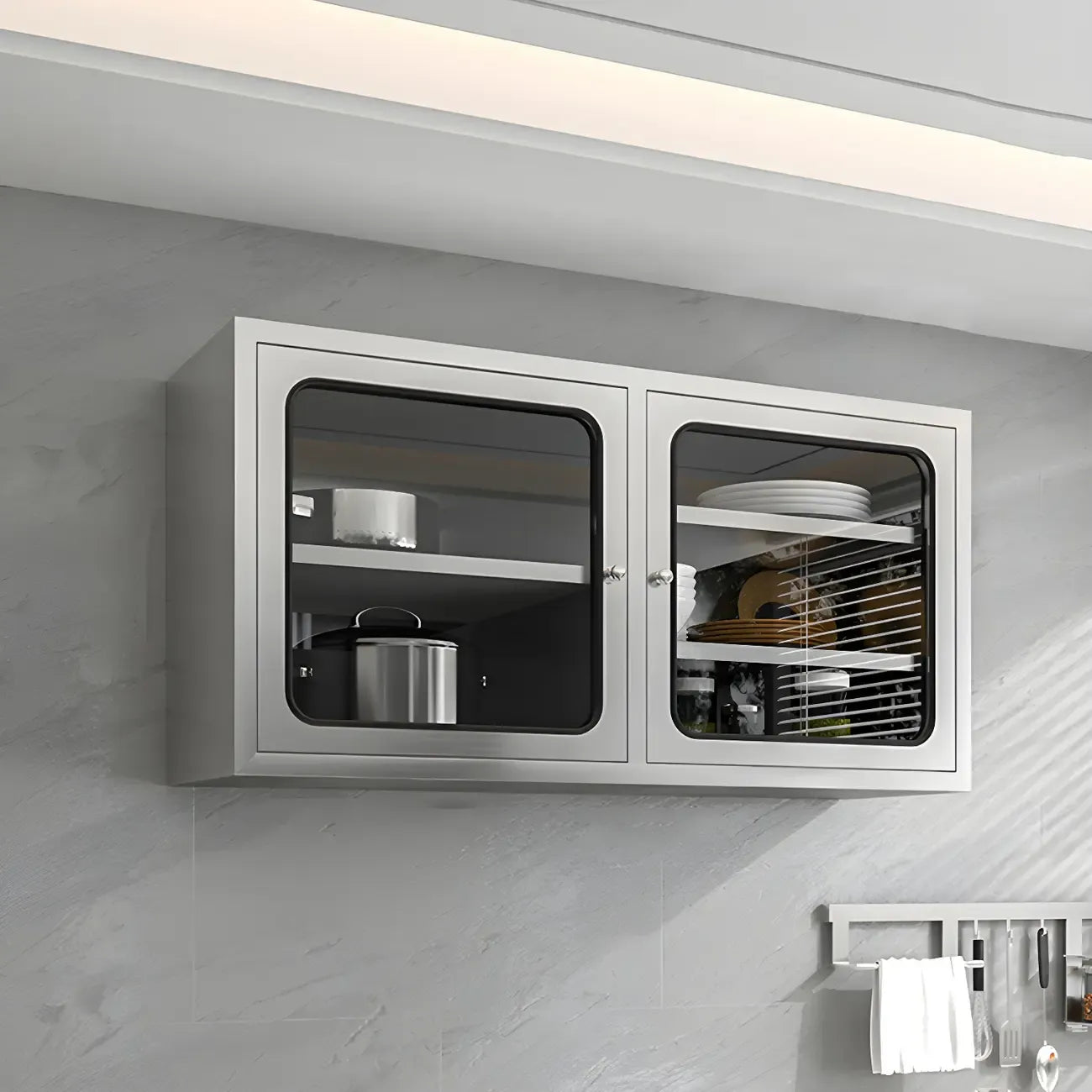 Adjustable Stainless Steel Wall-Mounted China Cabinet