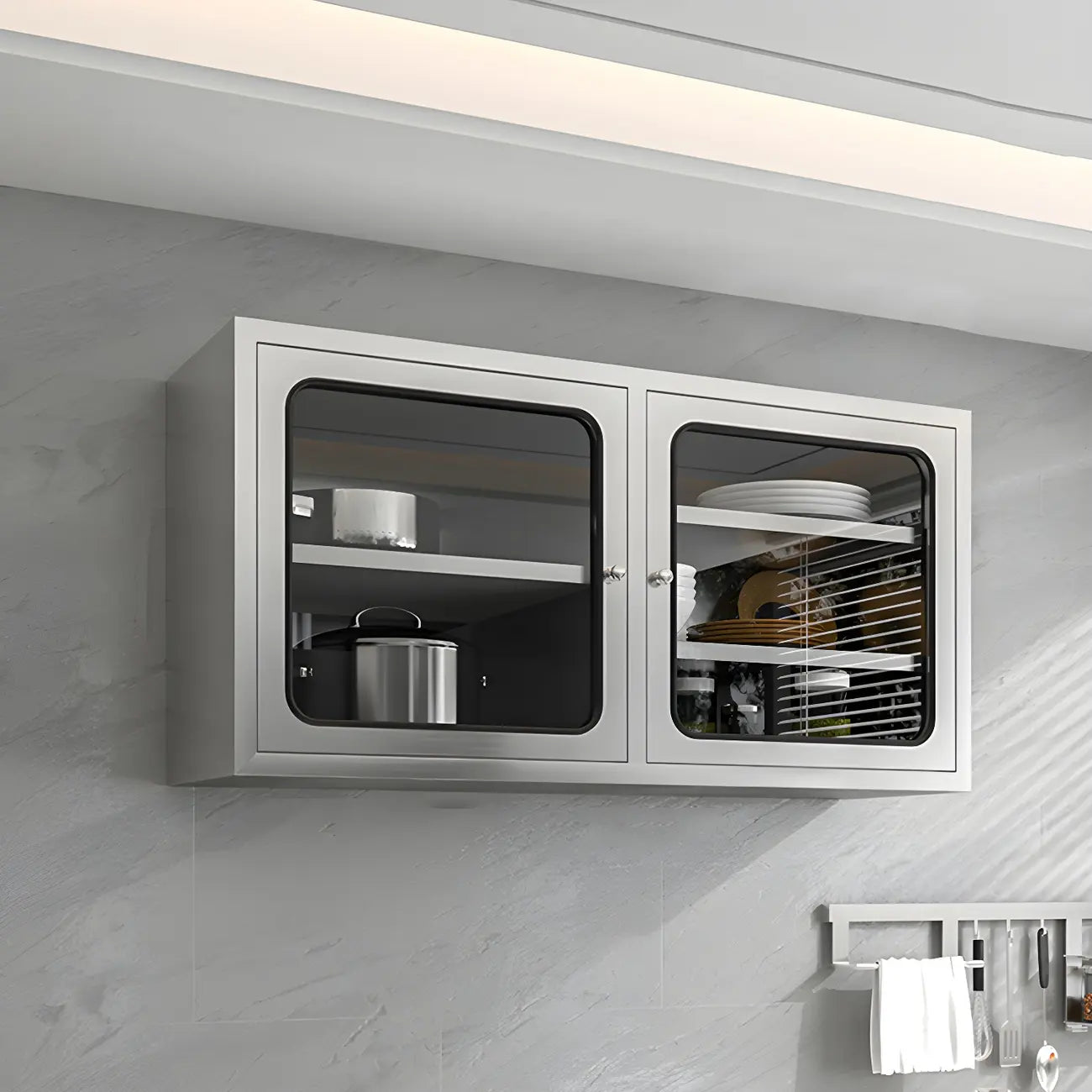 Adjustable Stainless Steel Wall-Mounted China Cabinet