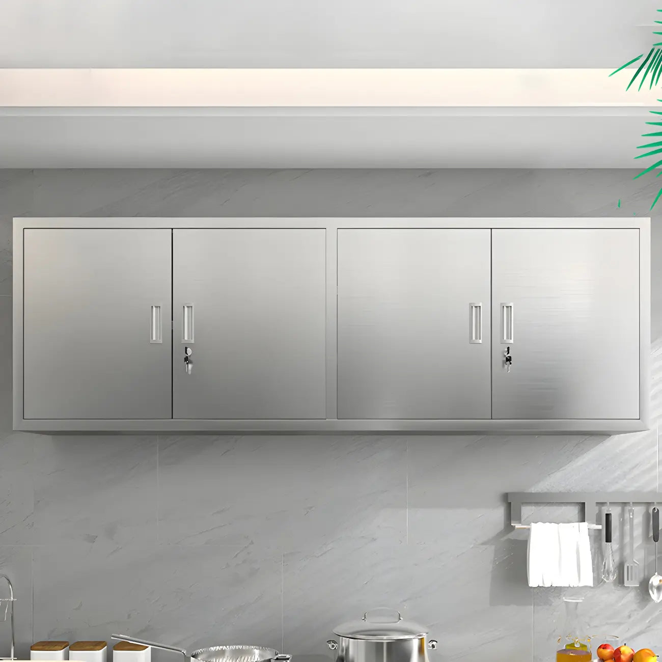 Adjustable Stainless Steel Wall-Mounted China Cabinet