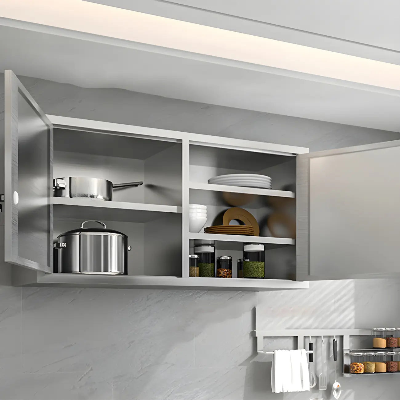 Adjustable Stainless Steel Wall-Mounted China Cabinet