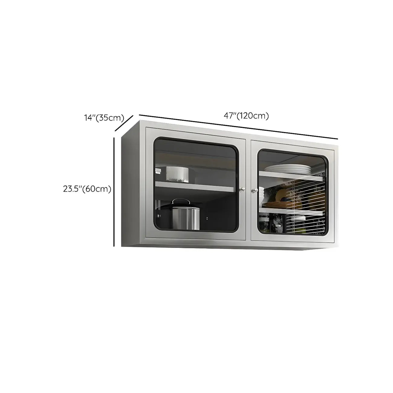 Adjustable Stainless Steel Wall-Mounted China Cabinet