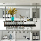 Modern Metal Hanging Wine Rack with Glass Holder