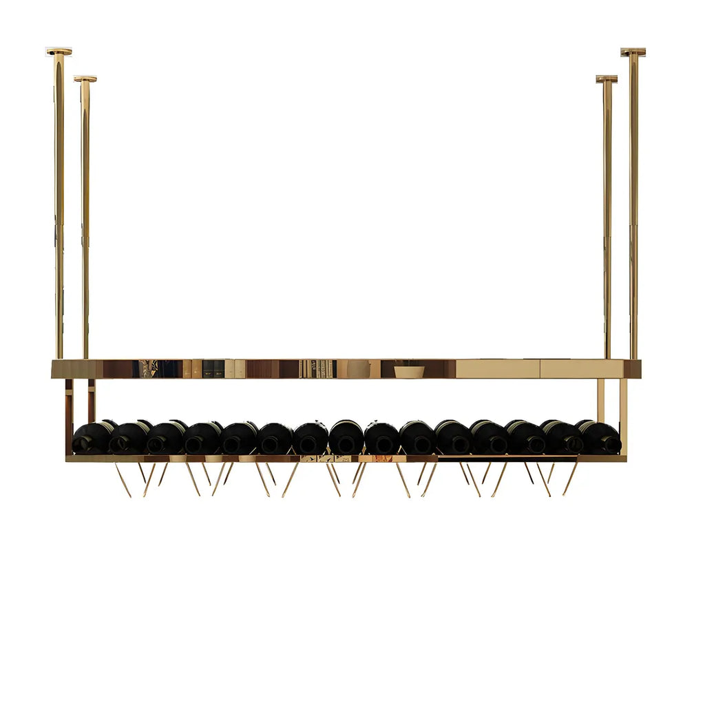 Modern Metal Hanging Wine Rack with Glass Holder