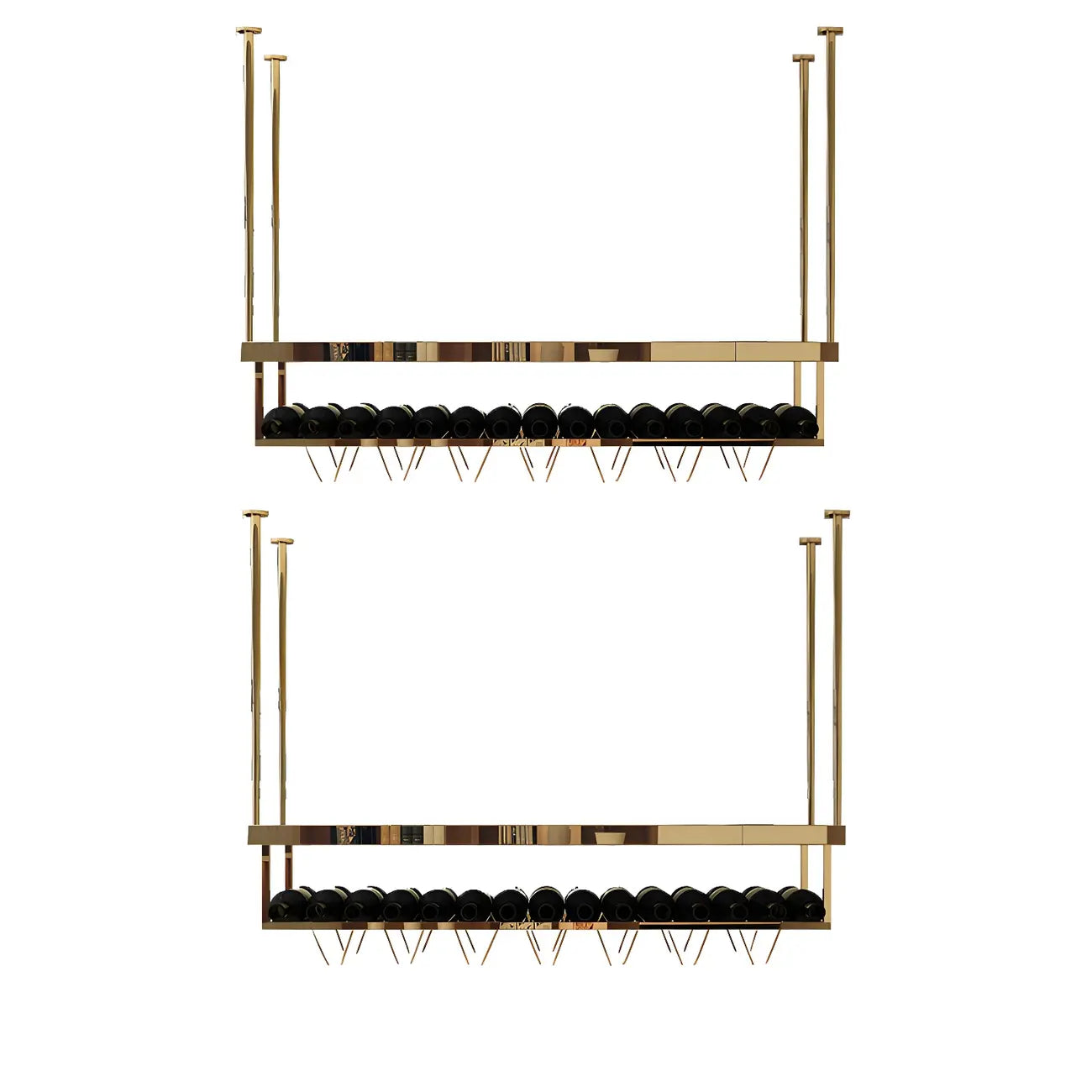 Modern Metal Hanging Wine Rack with Glass Holder