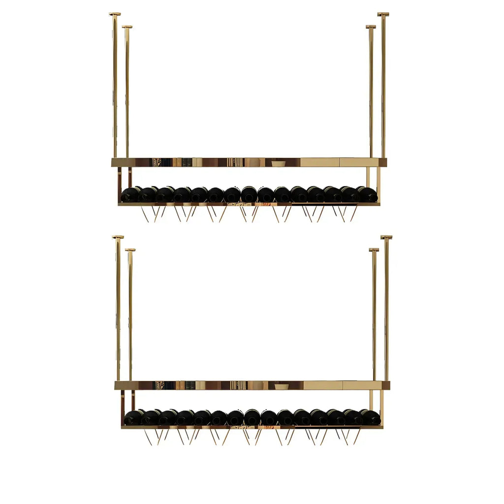 Modern Metal Hanging Wine Rack with Glass Holder