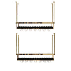 Modern Metal Hanging Wine Rack with Glass Holder