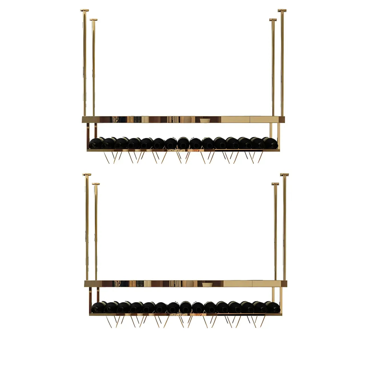 Modern Metal Hanging Wine Rack with Glass Holder