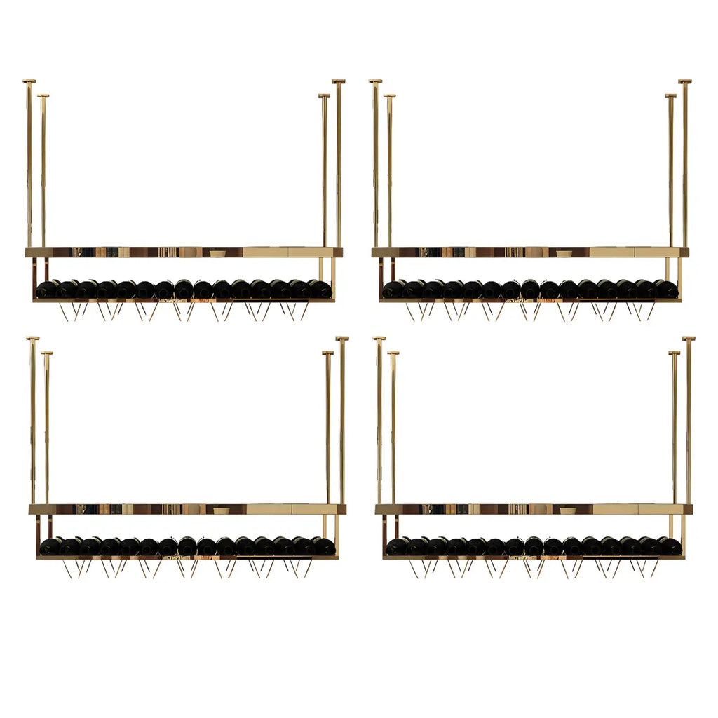 Modern Metal Hanging Wine Rack with Glass Holder