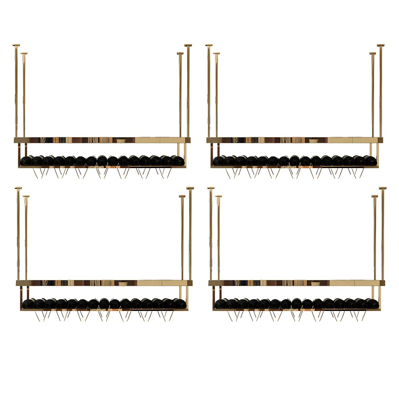 Modern Metal Hanging Wine Rack with Glass Holder