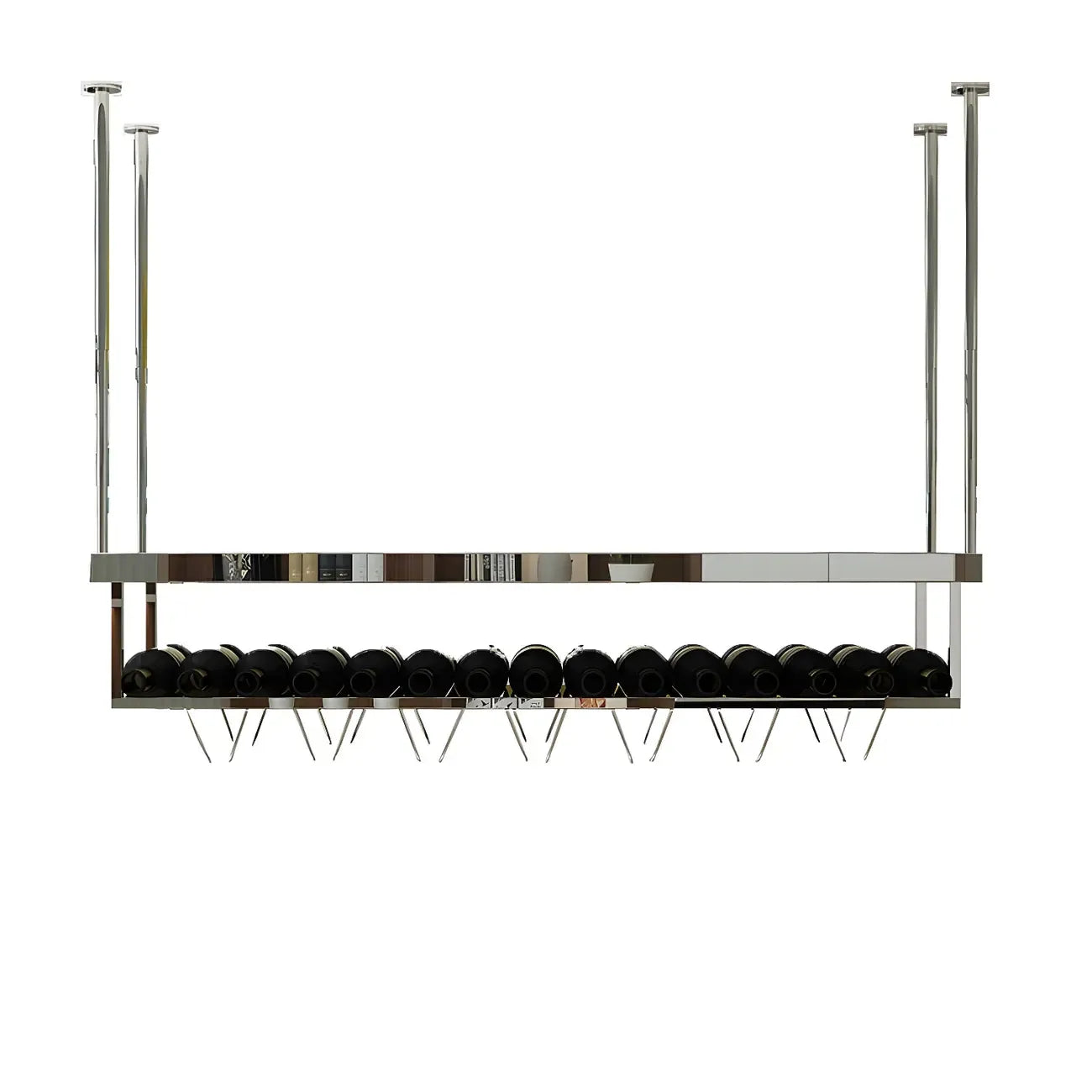 Modern Metal Hanging Wine Rack with Glass Holder