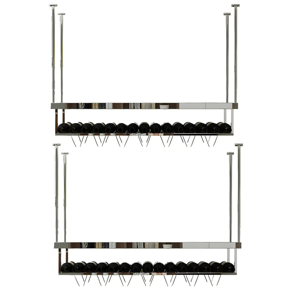 Modern Metal Hanging Wine Rack with Glass Holder