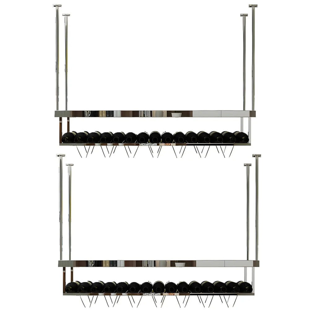 Modern Metal Hanging Wine Rack with Glass Holder
