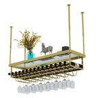 Modern Metal Hanging Wine Rack with Glass Holder