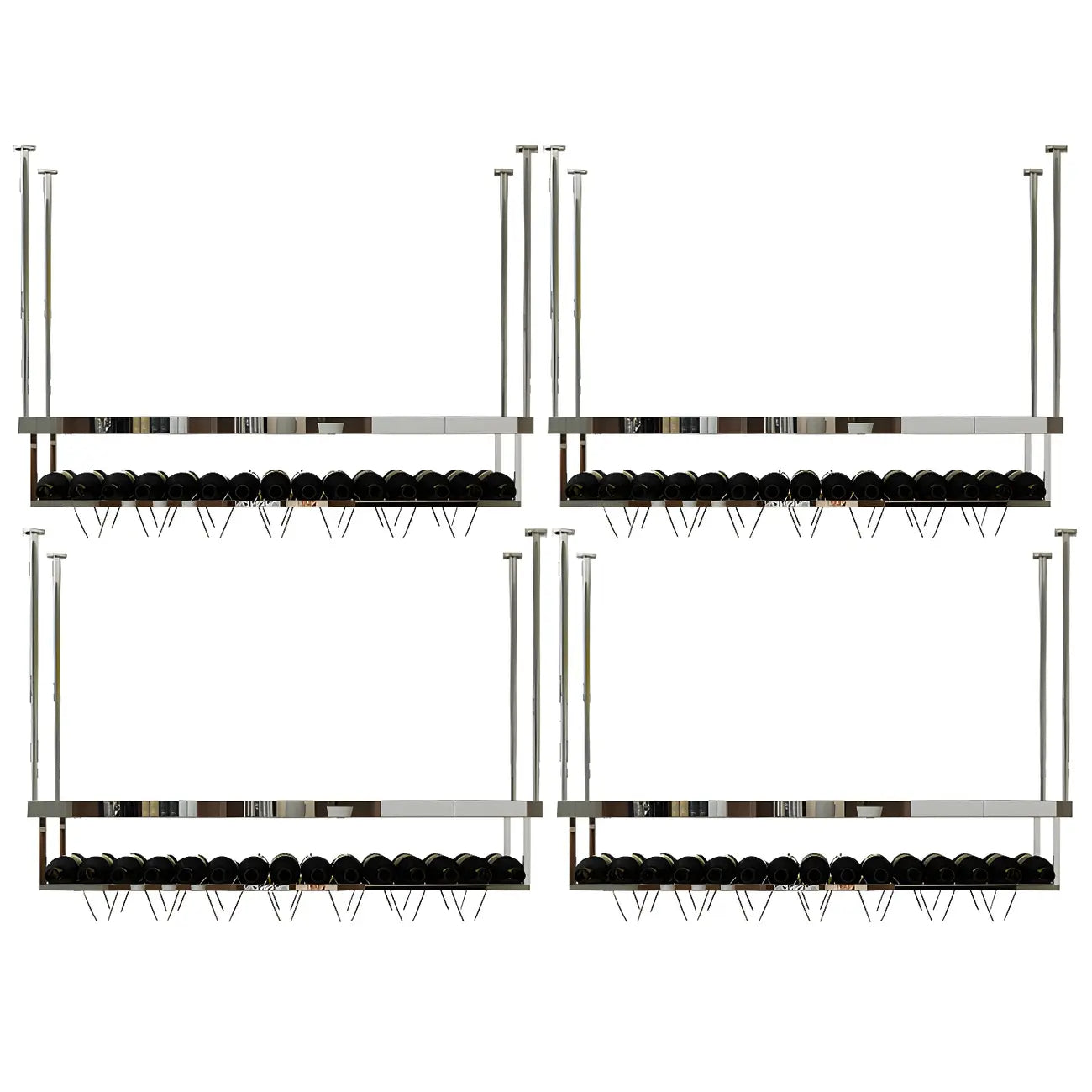 Modern Metal Hanging Wine Rack with Glass Holder