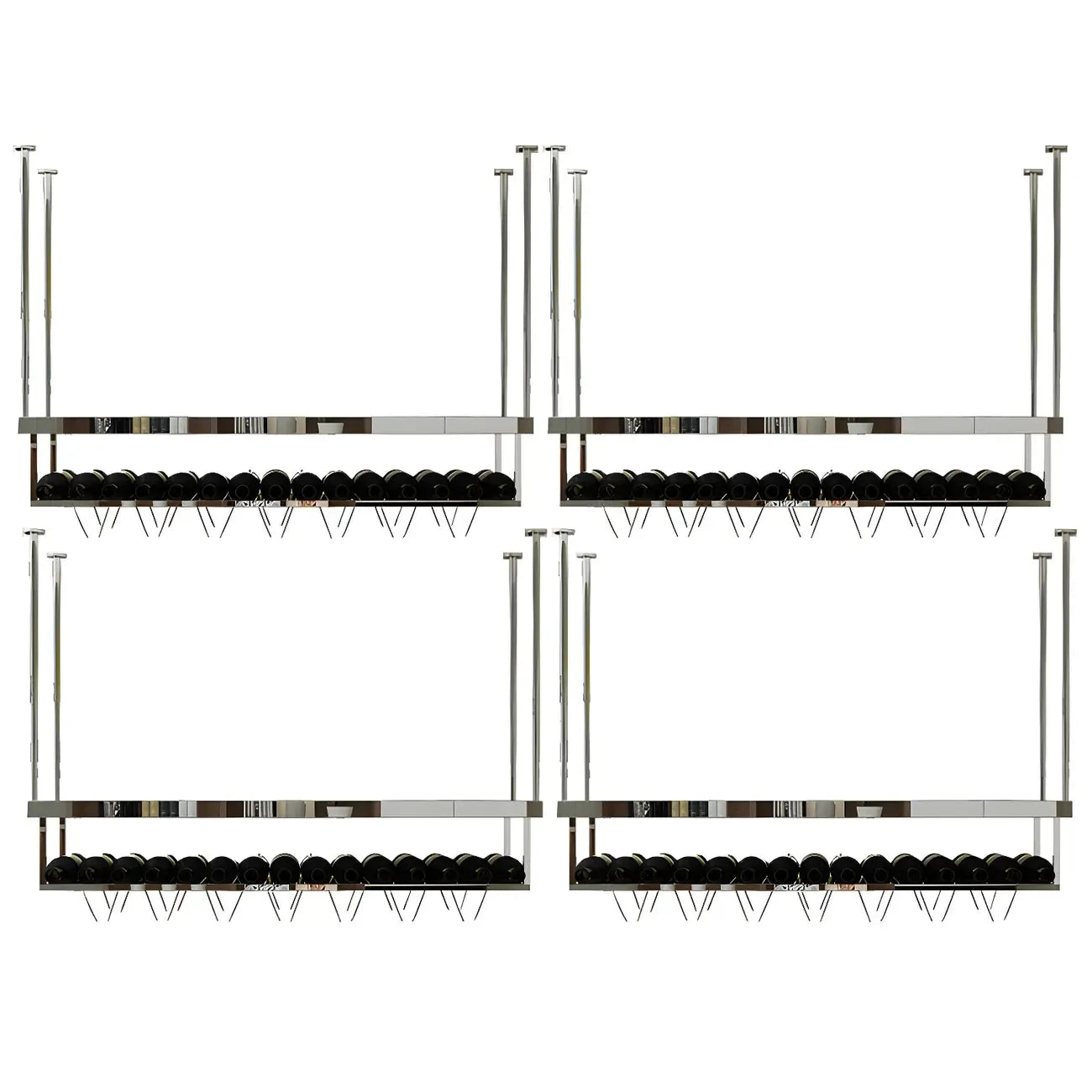 Modern Metal Hanging Wine Rack with Glass Holder