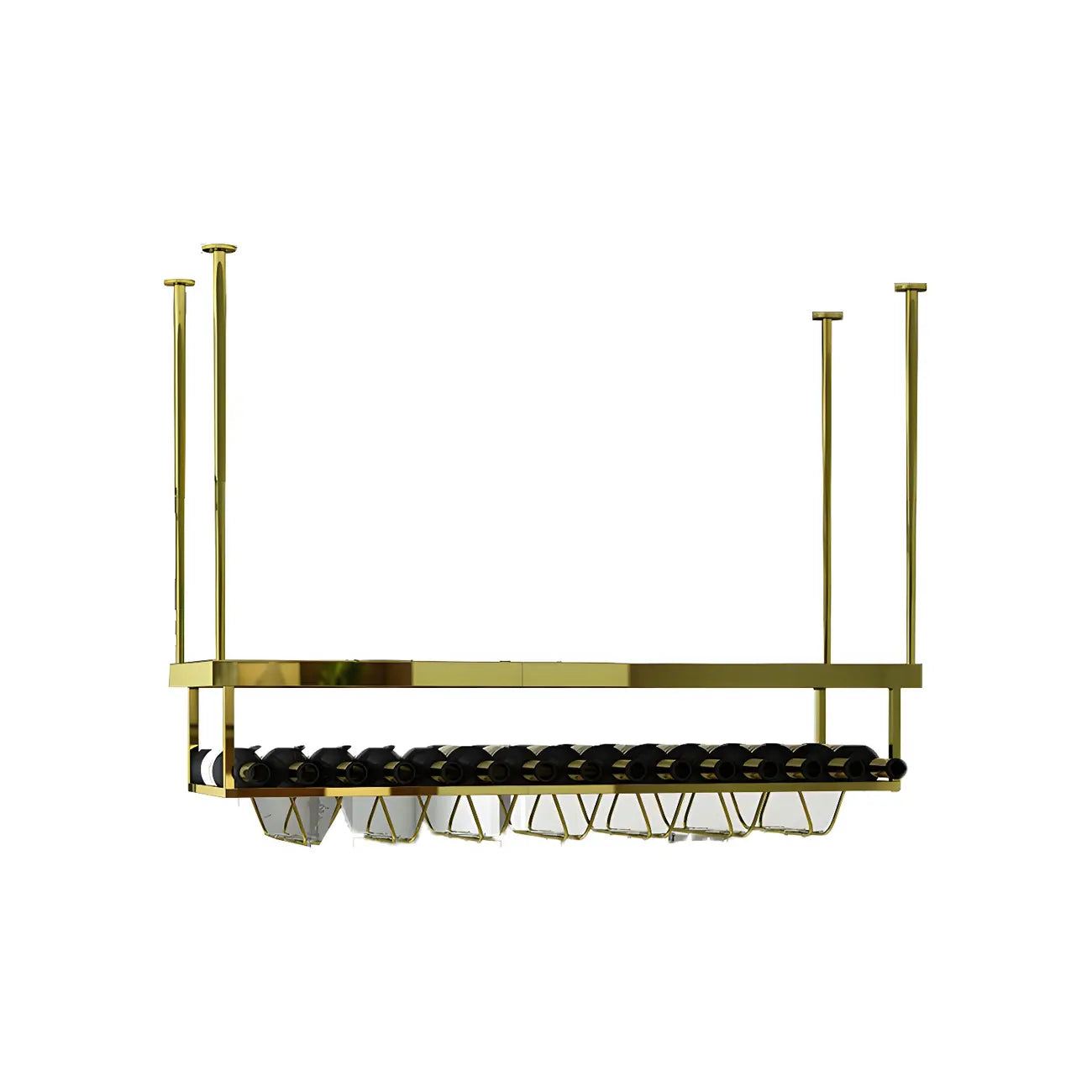 Modern Metal Hanging Wine Rack with Glass Holder