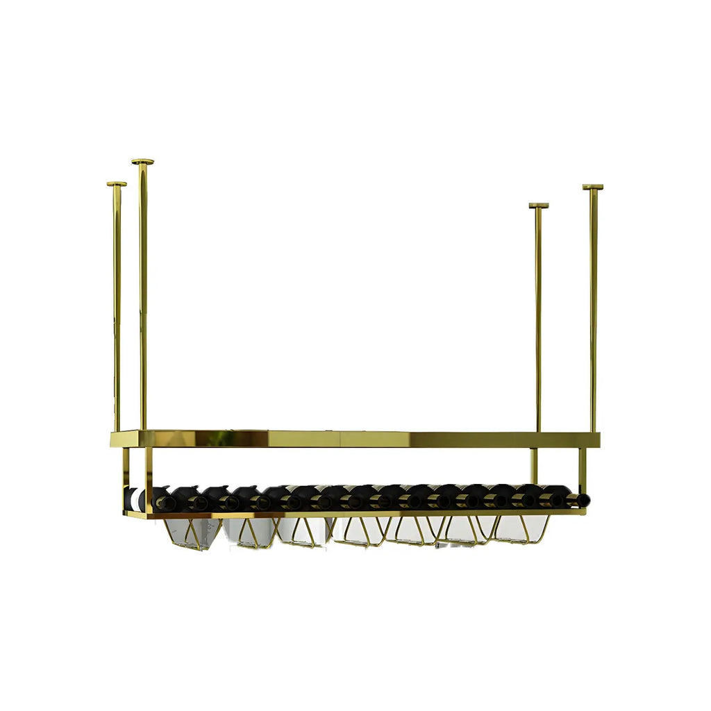 Modern Metal Hanging Wine Rack with Glass Holder