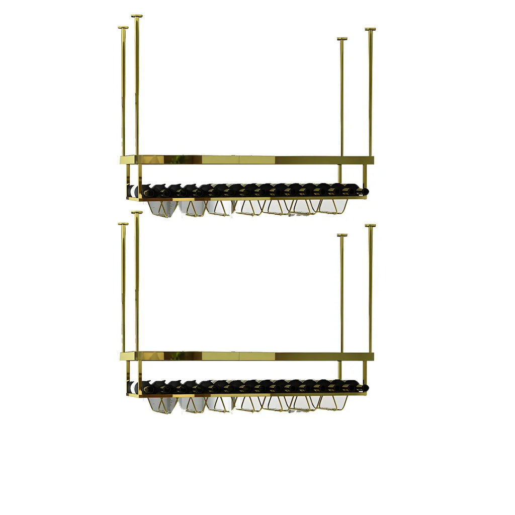 Modern Metal Hanging Wine Rack with Glass Holder