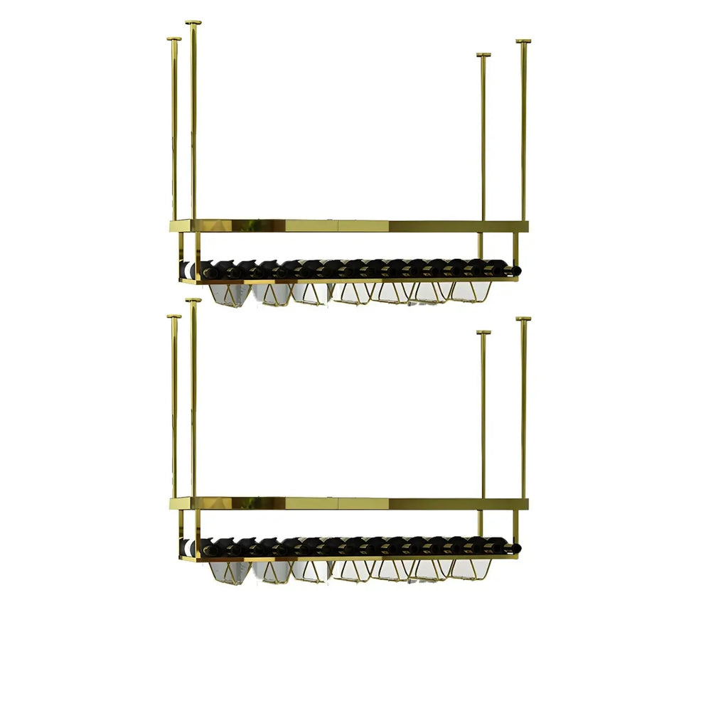 Modern Metal Hanging Wine Rack with Glass Holder