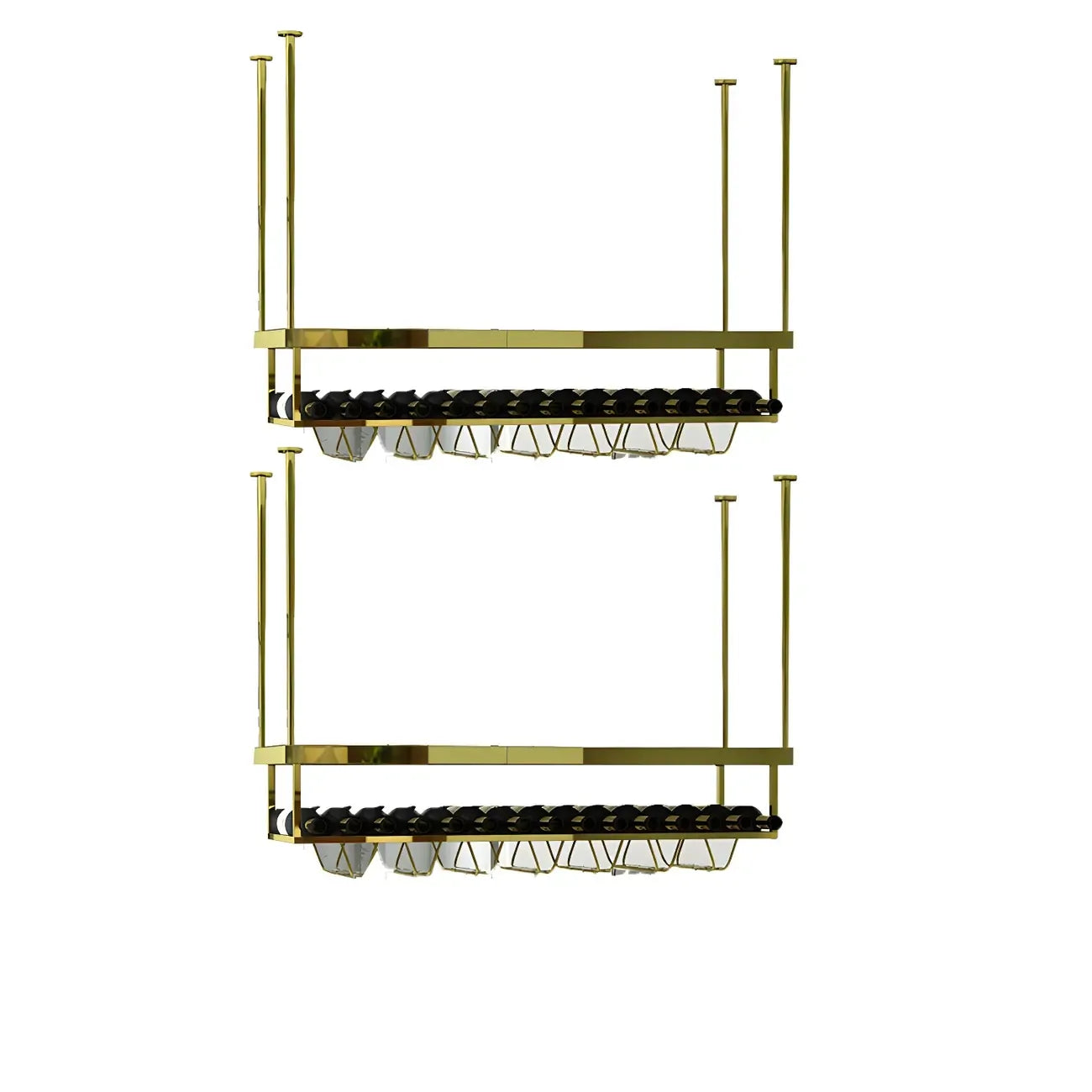 Modern Metal Hanging Wine Rack with Glass Holder