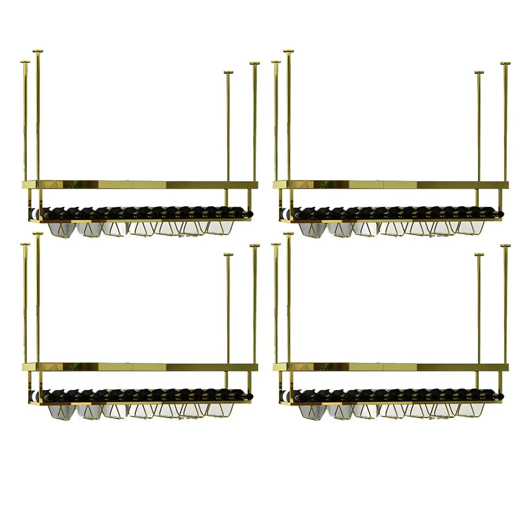 Modern Metal Hanging Wine Rack with Glass Holder