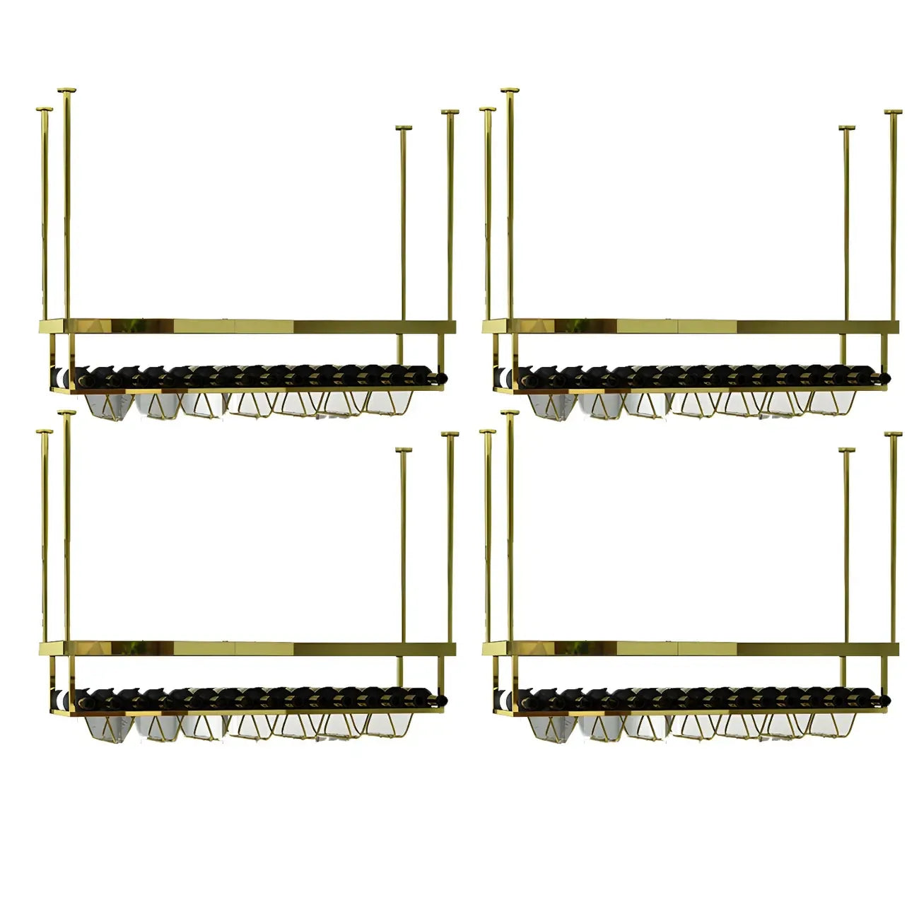 Modern Metal Hanging Wine Rack with Glass Holder