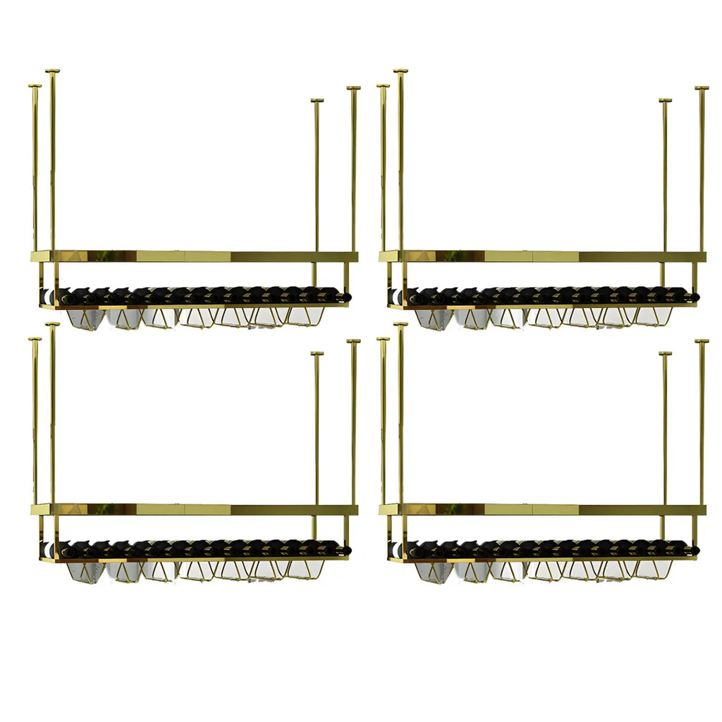 Modern Metal Hanging Wine Rack with Glass Holder