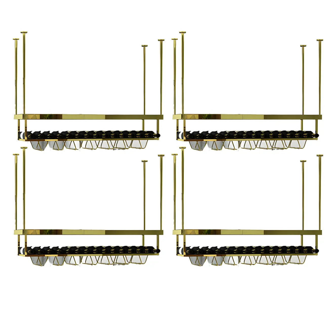 Modern Metal Hanging Wine Rack with Glass Holder