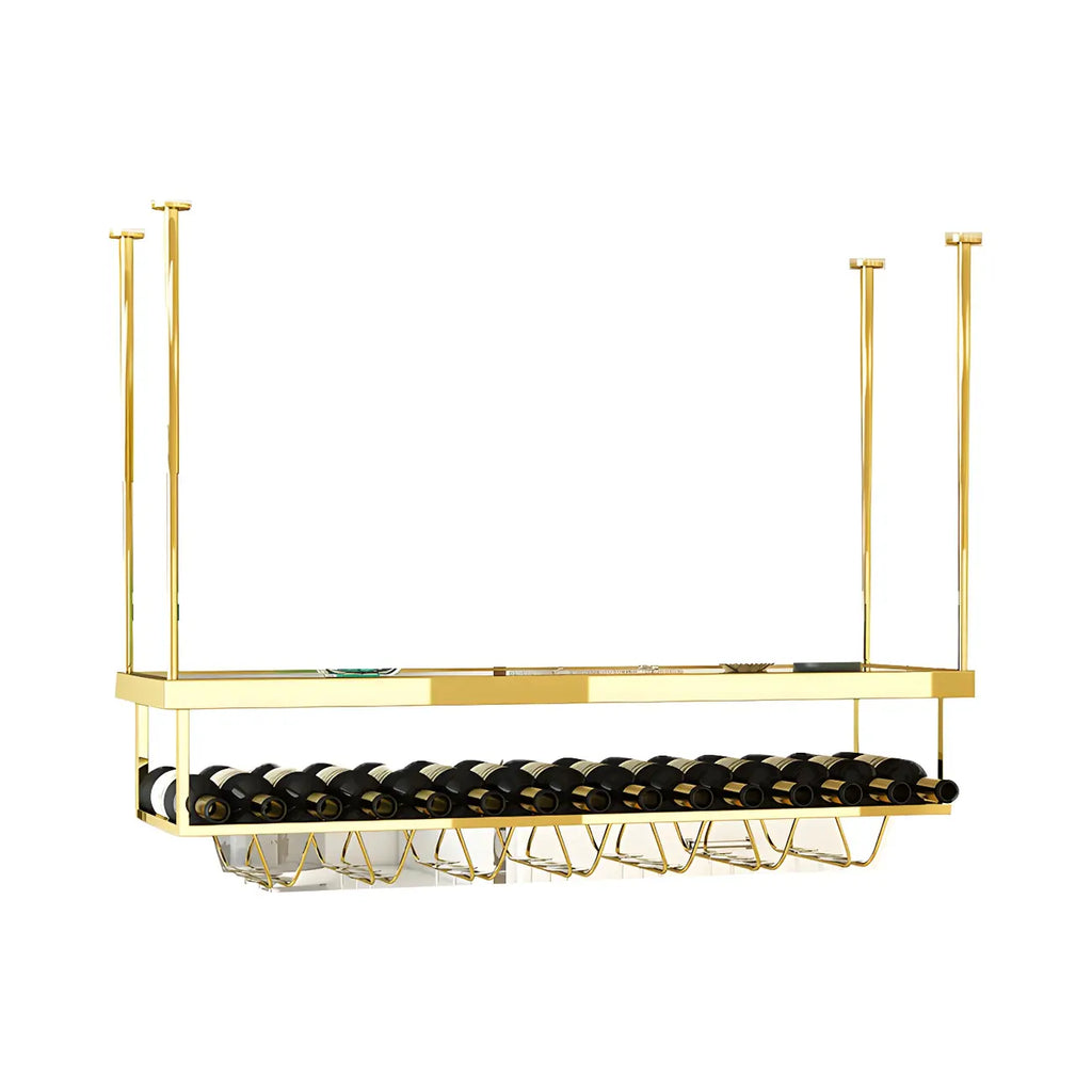Modern Metal Hanging Wine Rack with Glass Holder