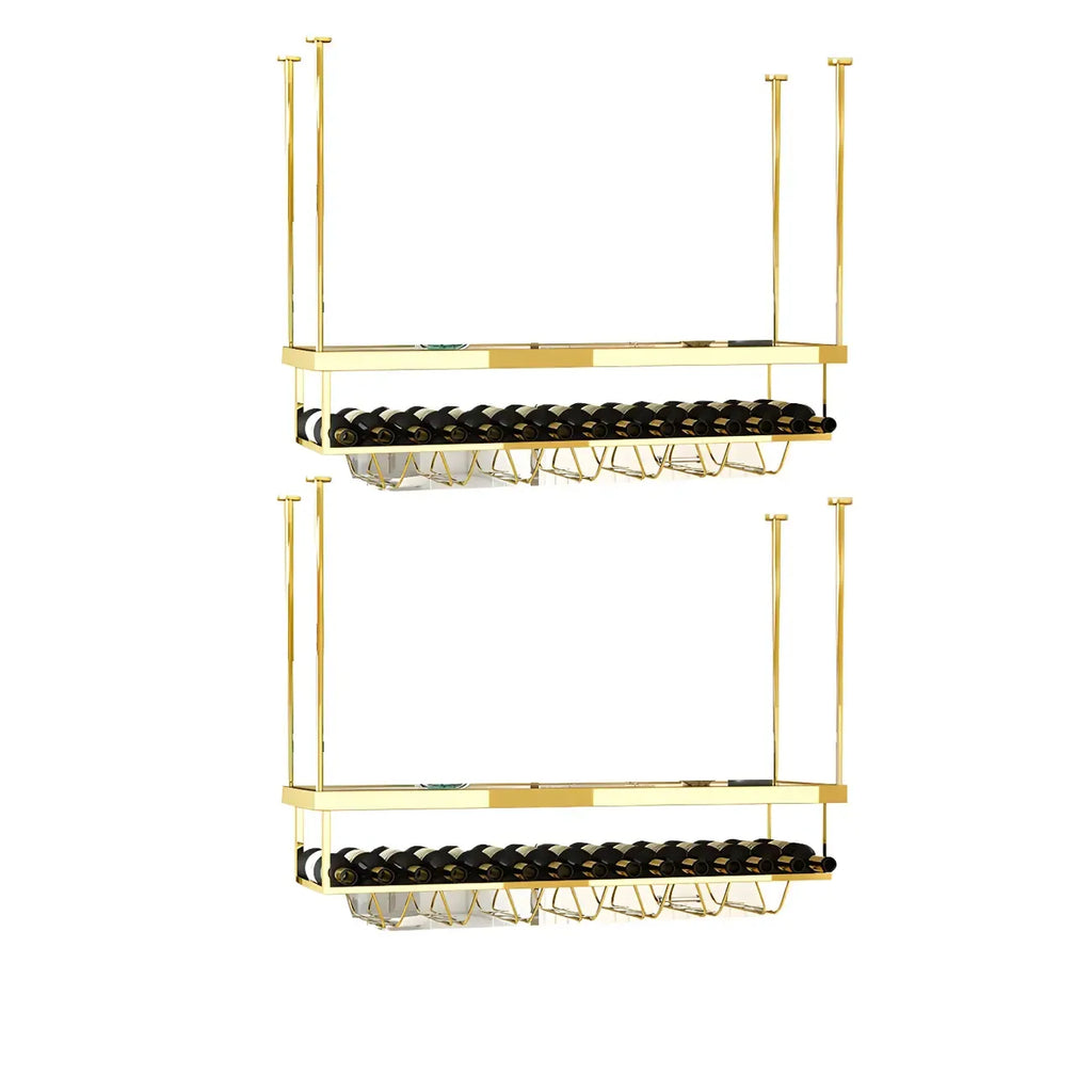 Modern Metal Hanging Wine Rack with Glass Holder