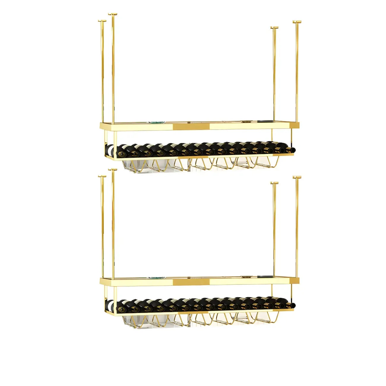 Modern Metal Hanging Wine Rack with Glass Holder