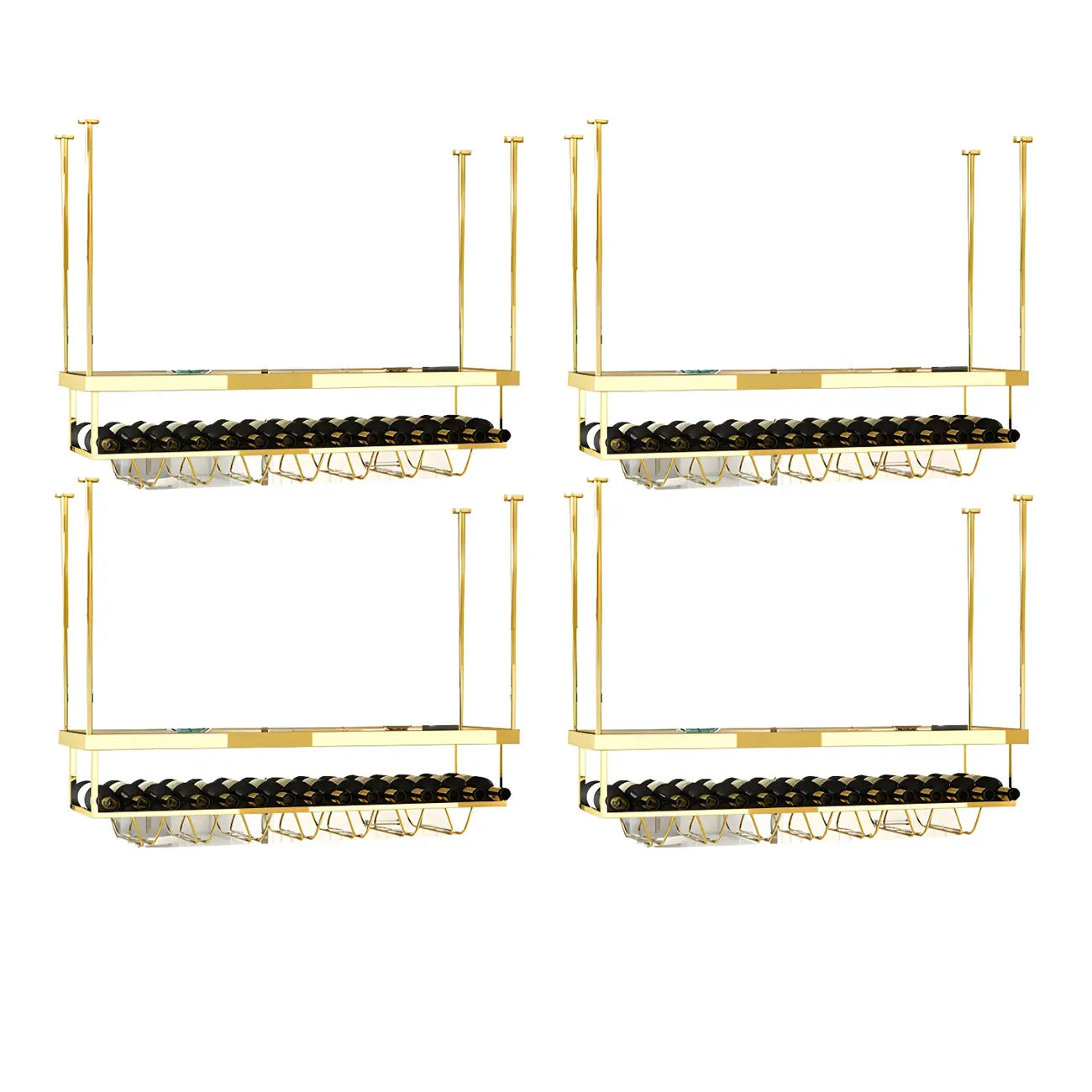 Modern Metal Hanging Wine Rack with Glass Holder