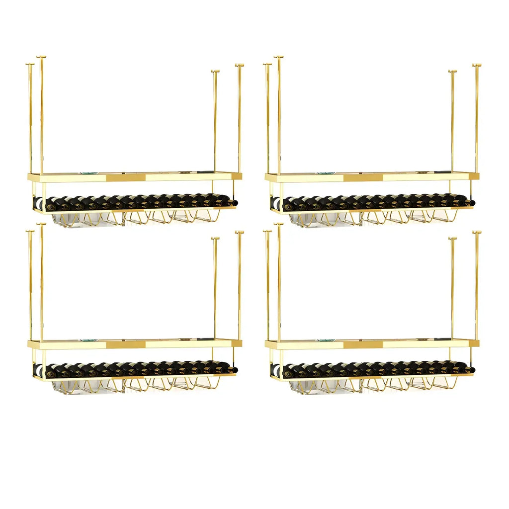 Modern Metal Hanging Wine Rack with Glass Holder