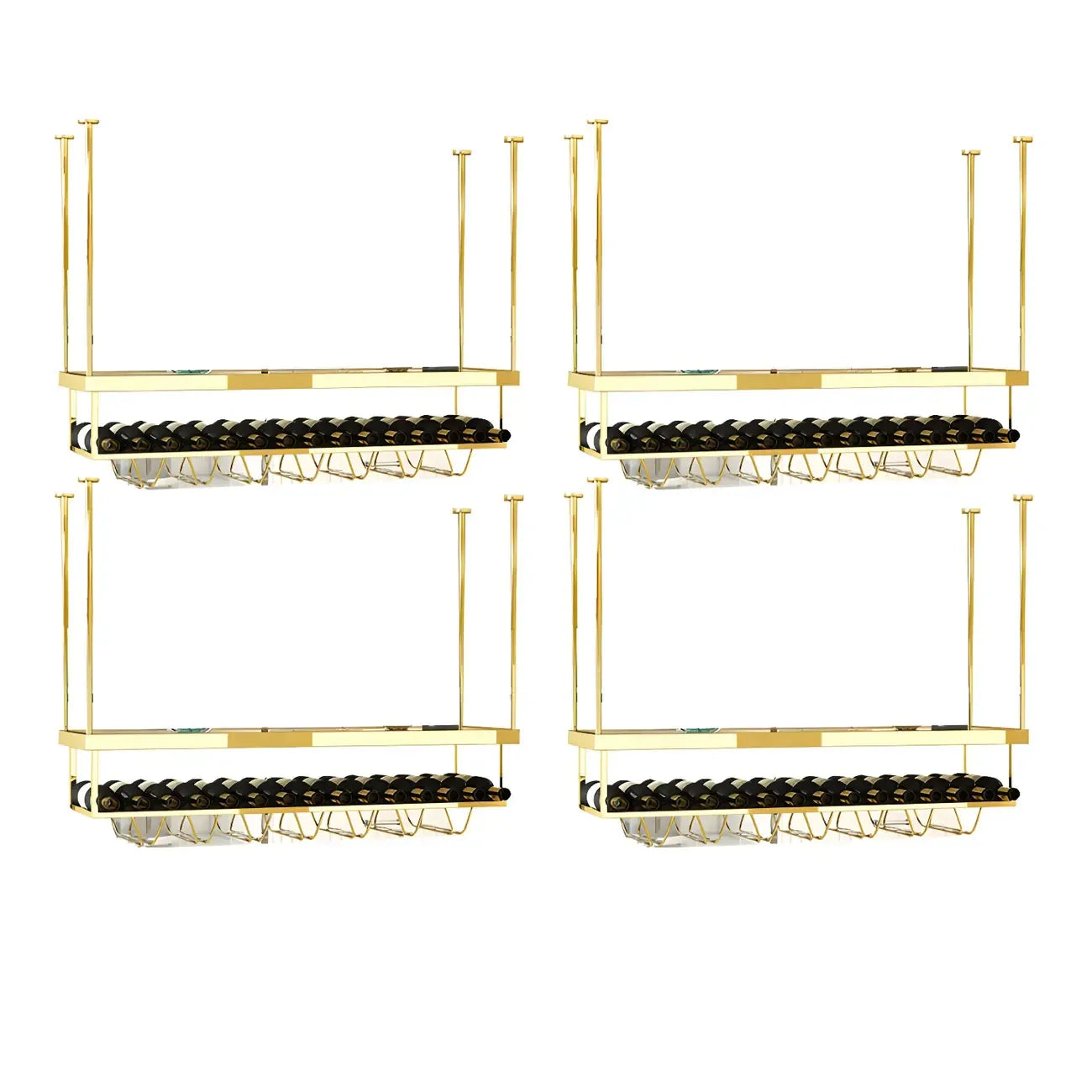 Modern Metal Hanging Wine Rack with Glass Holder