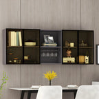 Rectangular Wood Wall-Mounted Glass Doors Display Cabinet
