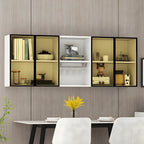 Rectangular Wood Wall-Mounted Glass Doors Display Cabinet